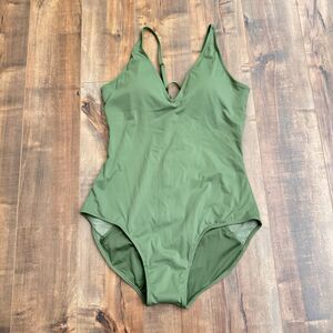 TA3 Plungey One Piece 3X Reg Long Army Green Swimwear Bathing Suit Corset NWT